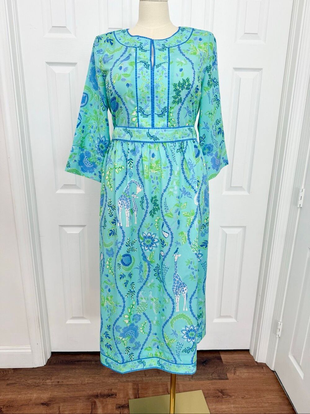 Gretchen Scott Giraffe Jungle Symphony Easy Chic Midi Tunic Dress XL
